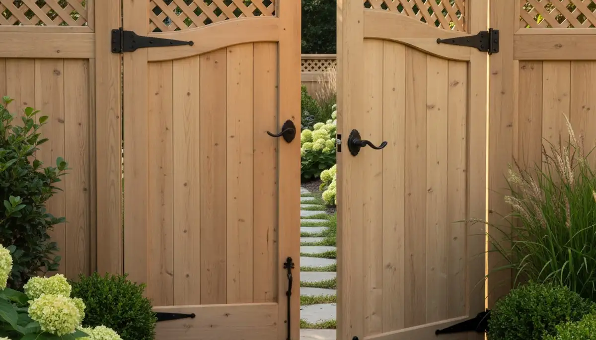 Custom fence gate installation with quality hardware in Cherry Hill, NJ by Chop Chop Landscaping