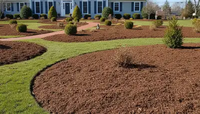 Fresh mulch installation in Cherry Hill, NJ with clean bed edges and rich, even mulch coverage