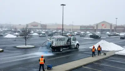 Professional de-icing and salt application on pavement by Chop Chop Landscaping in Cherry Hill, NJ