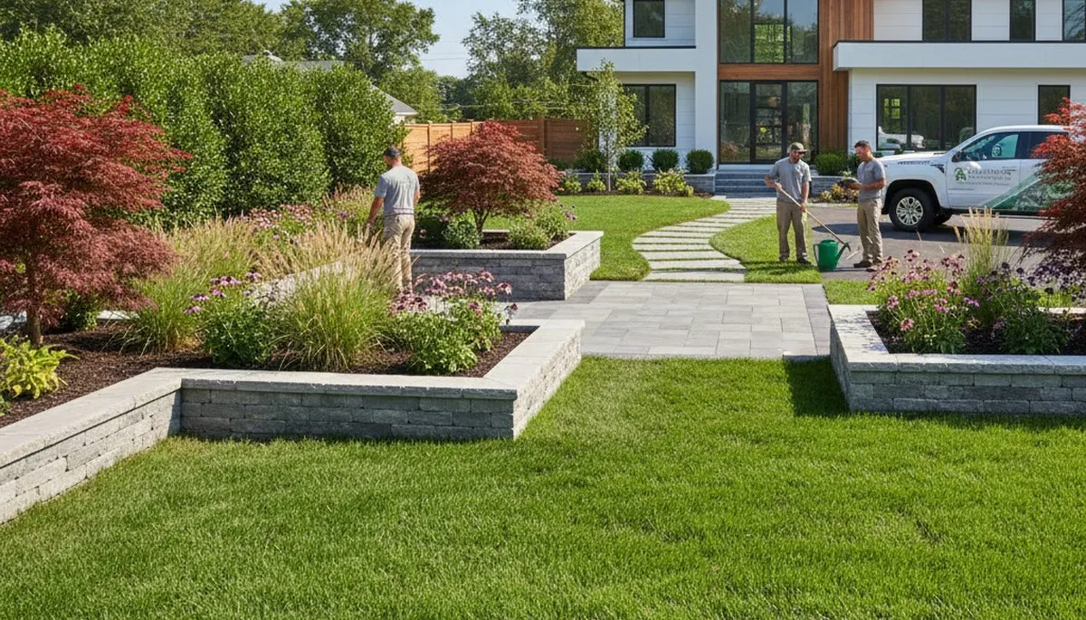 Landscaping crew serving Cherry Hill, NJ with lawn care and landscape maintenance