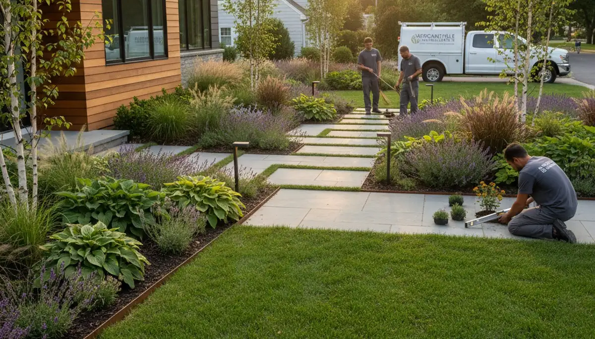 Landscaping crew in Cherry Hill, NJ providing professional lawn and garden care