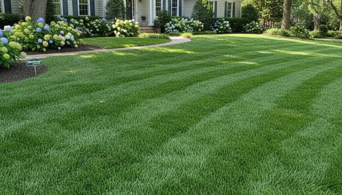Lush residential lawn after professional lawn care by Chop Chop Landscaping in Cherry Hill, NJ