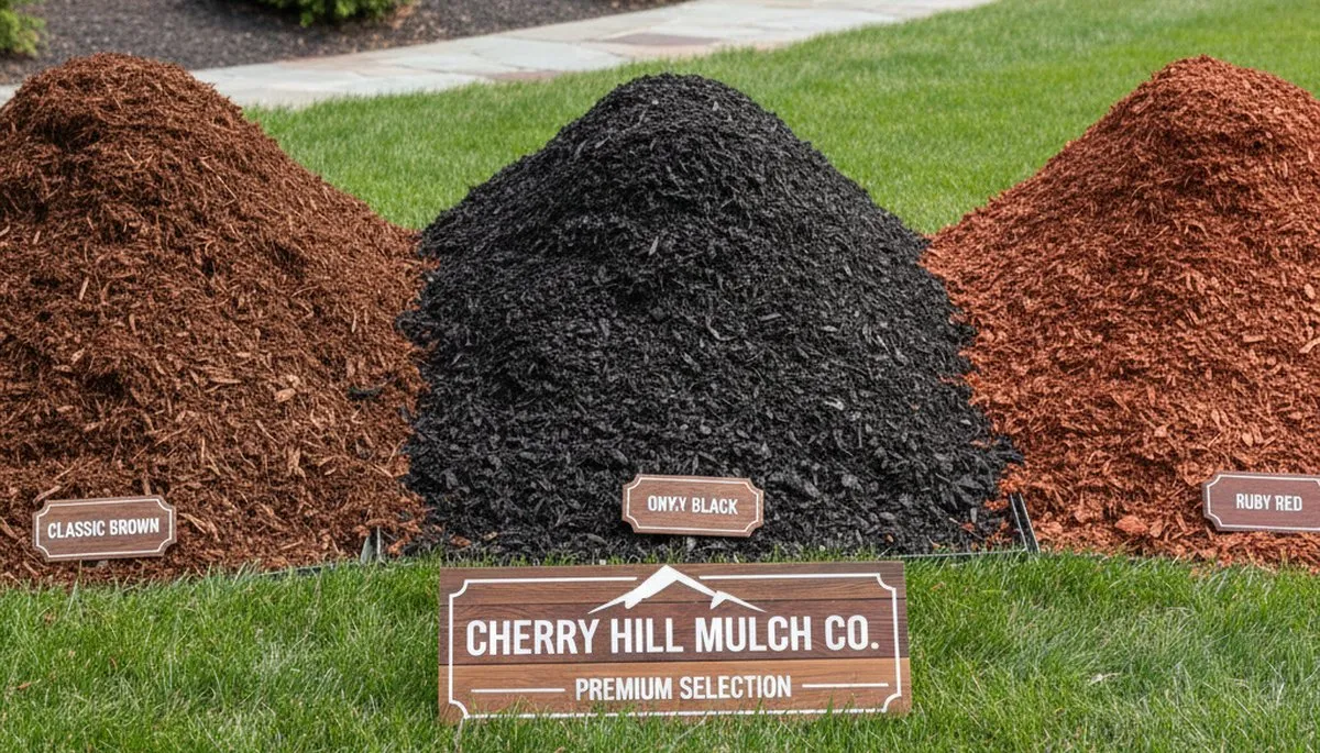 Brown, black, and red mulch options for landscaping in Cherry Hill, NJ by Chop Chop Landscaping
