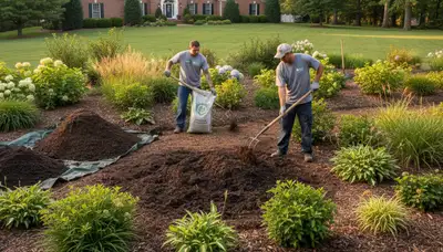 Applying organic compost and soil amendments in Cherry Hill NJ landscape beds for healthy growth