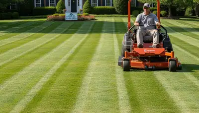 Professional lawn mowing with clean edging and striped turf in Cherry Hill, NJ