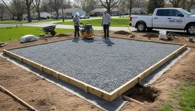 Professional shed base and foundation preparation by landscapers in Cherry Hill, NJ